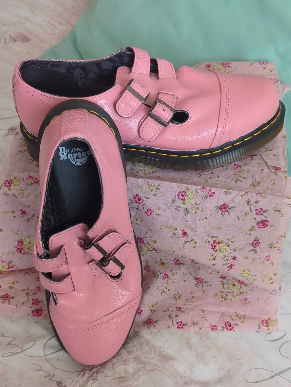 Doc Martens Air Wair Mary Janes DIY Custom Color Petal Pink Size 11 - Picture 10 of 15